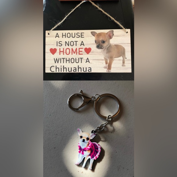 Signs; Tin (11.8x7.87”) & Wooden (7.78 x4”) Chihuahua w/BONUS Acrylic Keychain - Picture 6 of 6
